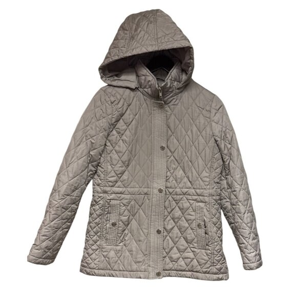 Michael Kors Anorak Women's Coat Quilted Jacket Tan Hooded Zip Size Small - Picture 1 of 13